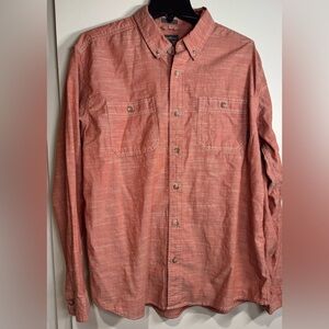 Eddie Bauer Orange Button Down Long Sleeve Button Cuff Shirt, XLg